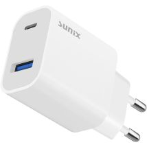 Pd 20W Schnell-Ladegerät 2 Ports 1x usb 1x Typ-C Netzteil Stecker 4x Schneller weiß - Sunix