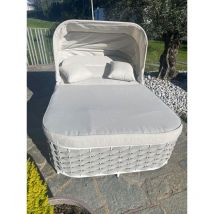 Giardini Di Maggio - Sunlounge Agapanthus con struttura in alluminio bianco e cuscini grigio chiaro