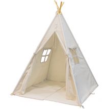 Sunny - Alba Tente Tipi pour Enfants en Cr me Tente de Jeu avec Tapis pour l int rieur / chambre 120x120 cm