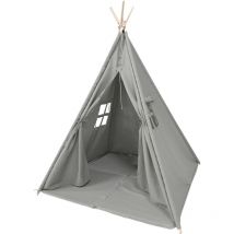 Alba Tente Tipi pour Enfants en Gris Tente de Jeu avec Tapis pour l int rieur / chambre 120x120 cm - Sunny
