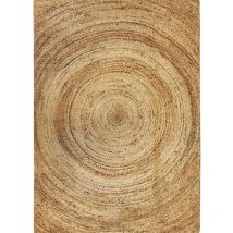 Hellin - sunny jute - Tapis en jute tressé main motif rond naturel 80x150