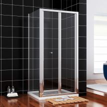 Sunny showers 760 x 800 mm Bifold Shower Enclosure Glass Screen Door Cubicle with Side Panel - Elegant
