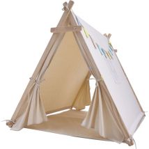 Sienna - Tente Tipi Couleur Cr me, Chambre Bebe Tipi avec Drapeaux et Tapis de sol partir de 2 ans Tipi chambre, 100 % coton naturel Tente de Jeu
