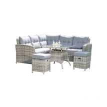 Sonnenpartner - SunnySmart 4-teilige Lounge-Dining-Gruppe Windsor Aluminium mit Kunststoffgeflecht vintage-taupe