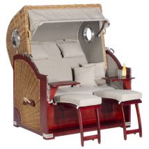 Sonnenpartner - SunnySmart Garten-Strandkorb Rustikal 500 plus comfort 3/4-Liegemodell 2-Sitzer xl natur/sand/gelb