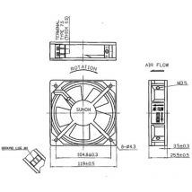 Sunon - Ventilateur 230vca roulement a aiguilles 120 x 120 x 25mm