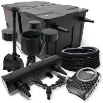 Sunsun Komplettset: Cbf-350b Teichfilter Bis 60000l, Ctf-8000 Teichpumpe 8000l/h 70w, Cuv-236 Teichklärer 36w, 25m Teichschlauch 25mm, Csp-250 Skimmer