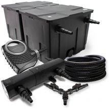 SunSun Kit complet: CBF-350B Filtre de bassin jusqu'à 60000L Biologique, CTF-8000 pompe de filtration 8000l/h 70W, CUV-236 lampe uv uvc Clarificateur