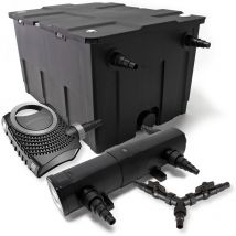 Kit complet: CBF-550 Filtre de bassin jusqu'à 60000 l Biologique, CTF-8000 SuperECO pompe de filtration 8000l/h 70W, CUV-236 lampe uv uvc