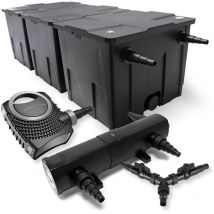 SunSun Kit complet: CBF-350C Filtre de bassin jusqu'à 90000 l Biologique, CTF-8000 SuperECO pompe de filtration 8000l/h 70W, CUV-218 lampe uv uvc