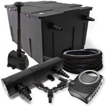 Kit complet: CBF-550 Filtre de bassin jusqu'à 60000 l, NEO10000 pompe de filtration 10000l/h 80W, CUV-236 lampe uv 36W, 25m Tuyau 25 mm, HJ-943