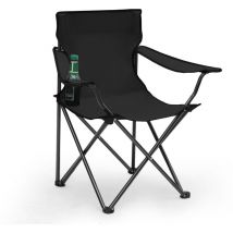 1er Set Campingstuhl Faltbar bis 100 kg Klappstuhl mit Getränkehalter und Tasche, Schwarz - Sunula