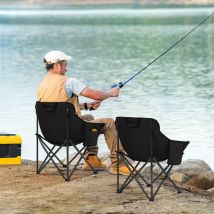 2er Set Faltbar Campingstuhl, Kompakter Angelstuhl bis 100kg, Tragbare Strandstuhl Picknickstuhl mit Tragetasche, Schwarz - Sunula