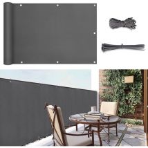 Sunula Balkon Sichtschutz Blickdicht PES Balkonverkleidung Windschutz Ohne Bohren, mit Nylon Kabelbinder und Kordel, Patentierte Reißfeste Ösen,