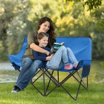 SUNULA Faltbar Campingstuhl für 2 Personen, Doppel Klappstuhl bis 180kg, mit Lagerungstasche, Blau