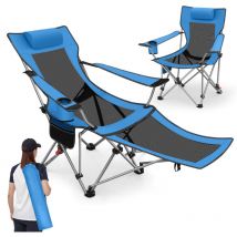 SUNULA Faltbar Campingstuhl mit Beinauflage, Klappstuhl Liegestuhl für Outdoor, Angelstuhl Sonnenstuhl ultraleichter mit Armlehnen und