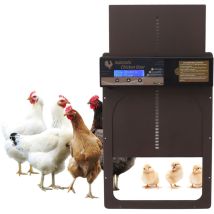 Sunxury Automatische Hühnerstalltür, Mit Timer, Aluminiumlegierung, Ip45 Wasserdicht, Led-anzeige, Batteriebetrieben, Für Den Bauernhof, Kaffeebraun