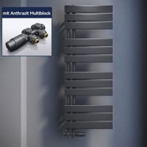 Elegant Badheizkörper Handtuchhalter Anthrazit Handtuchwärmer Panel Handtuchtrockner mit Ventil, 1038x400cm Seitenanschluss