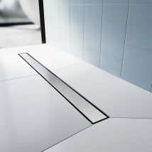 Sonni Duschrinne Bodenablauf 140 cm extra flach Bodenablauf Edelstahl dusche mit Geruchsstop und Haarsieb 2 in 1 Doppelseitige Komplettset mit
