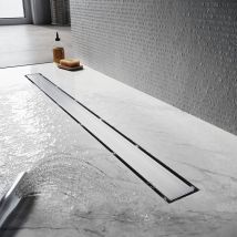 Sunxury - sonni Duschrinne Bodenablauf Edelstahl dusche Duschablauf flach mit Geruchsstop und Haarsieb 2 in 1 design Doppelseitige 100 cm