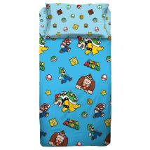 Super Mario Completo Lenzuola Singolo – 100% Cotone – 90x200 cm – 50x80 cm – HERMET