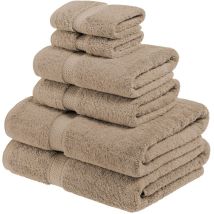 Set di asciugamani in cotone egiziano 900 grammi, 6 pezzi, caffellatte - Superior