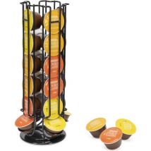 Linghhang - Support à Capsules à Café Noir, Porte Capsules Distributeur Présentoir Rotatif pour 24 Capsules Dolce Gusto, Supports Rangement, 360