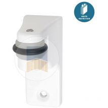 Support avec galet de recentrage résistants au brouillard salin pour serrure à encastrer, en applique ou derrière le cadre. Blanc Ral 9010