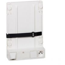 Legrand - Support box opérateur adsl et fibre avec 1 prise 2P+T et 4 cordons de liaison box et coffret 413149