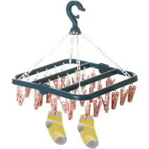 Debuns - Support Chaussettes Etendoir, Etendoir Chaussette avec 32 Pinces pour sous Vêtements, Chaussettes, Durable Pinces à Linge en Plastique pour