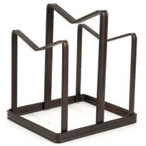 Support pour Couvercles – Accessoire de rangement pour cuisine – Dimensions : 15 x 12.5 x 16 cm – Marron – Métal