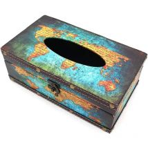 Support de boîte à mouchoirs en bois Vintage Chic et shabby, rectangulaire, artisanal, boîte de papier de soie, organisateur de serviettes, support