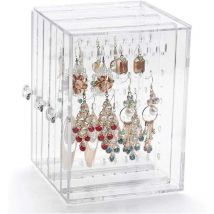 Support de Boucle d'oreille Acrylique Boucle d'oreille en Présentoir Rangement Boucles Doreilles Porte Boucles d'oreilles Boîte de Rangement avec 3