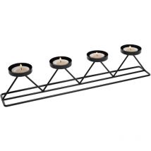 Support de bougies de l'Avent en métal noir - 60 cm - Bougeoir pour 4 bougies cylindriques