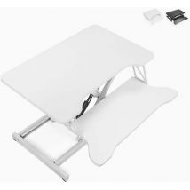 Office24 - Support de bureau moniteur pc réglable en hauteur blanc noir Jallo - Blanc