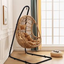 Support de Hamac ou pour Fauteuil Suspendu Charge Max. 150 KG Hauteur Réglable 200 - 250 CM en Acier Coloris Noir