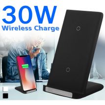 Support de charge rapide pour chargeur sans fil qi 30W pour iPhone11 Pro Max Galaxy S10 / Note10 etc (noir, 5W)