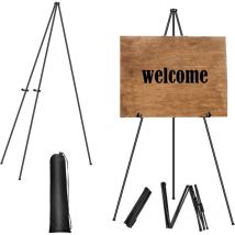 Support de Chevalet d'affichage pour Signe et affiche de Mariage, Chevalet d'artiste Portable de 160 cm/63' Chevalet Noir en Métal Chevalet Trépied