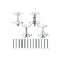 Support de colonne galvanisé réglable de 100 - 150 mm, support de toit pour construction robuste - Lot de 4