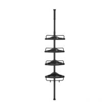 Support de douche réglable - 85-305 cm - du sol au plafond - avec 4 compartiments - 3 crochets - noir