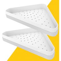 Sunxury - Support de douche d'angle, 2 paquets, étagère d'angle blanche adhésive pour la douche, support de douche mural en plastique pour le