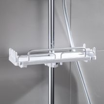 Cyslmuk - Support de douche télescopique sans perçage 28-44 cm, salle de bain suspendue, support de rangement pour tringle de douche (blanc)