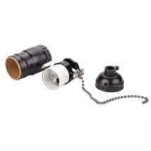 Support de lampe E27 en aluminium vintage avec support de lampe de table à fermeture éclair et base à vis (noir)