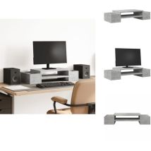 Vidaxl - Support de moniteur avec rangement gris béton bois d'ingénierie - Support De Moniteur - Supports De Moniteur - Support De Moniteur Pour