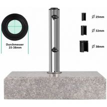 Pied de parasol Support de parasol en granit avec tube en acier inoxydable, Demi carré gris