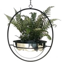 Pot de fleurs Intérieur Métal Mur Plantes suspendues 78 cm 96087 l avec pot Argent Pendentif pour plantes Pendentif pour fleurs Pot de fleurs Pot