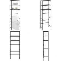 Support de rangement de toilette à 3 niveaux Noir 53x28x169 cm - support de rangement au-dessus de toilette - supports de rangement au-dessus de