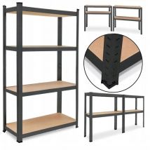 SUPPORT DE RANGEMENT GARAGE NOIR PREMIUM 4 étagères 600kg 180x90x40