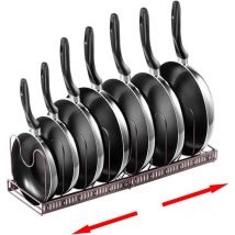 Support de rangement pour casseroles et poêles, extensible, avec 7 niveaux réglables
