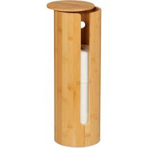 Relaxdays - Support pour 4 rouleaux de papier toilette, couvercle, en bambou, h x d : 42 x 14,5 cm, nature
